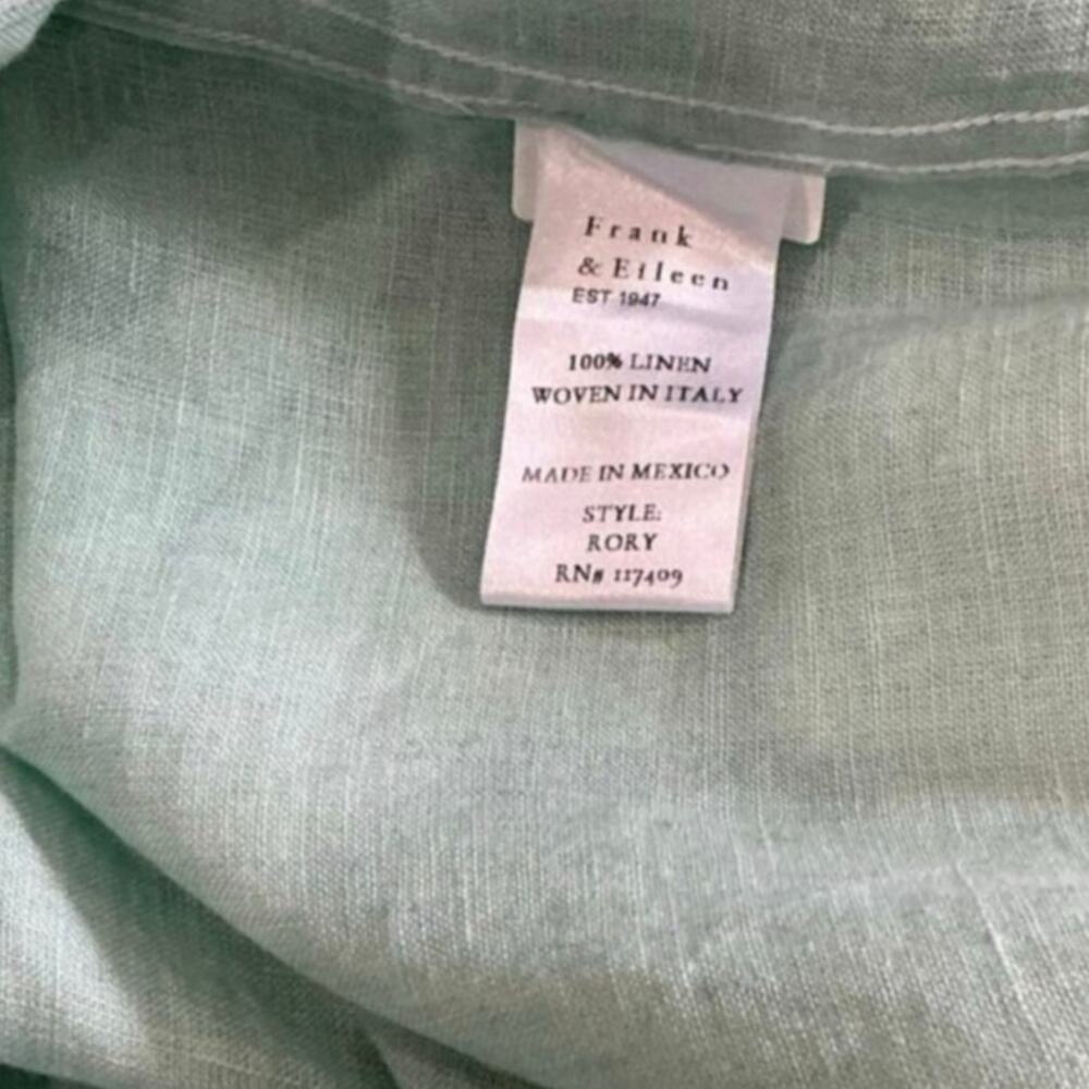 Frank & Eileen Rory Maxi Shirtdress Italian Linen Seafoam Green Size XL - Picture 9 of 11